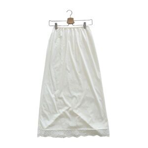 Women's White Lace-Hem Slip Skirt